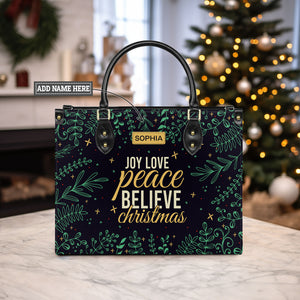 Joy Love Peace Believe Christmas HHRZ31078737JZ Leather Bag