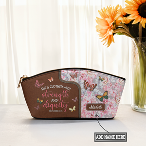 She Is Clothed With Strength And Dignity Proverbs 31 25 Butterfly Flower TTRZ04025138MC Eclipse Makeup Bag