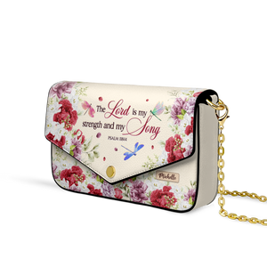 The Lord Is My Strength And My Song Psalm 118 14 Dragonfly Flower NNRZ30079041SI Envelope Chain Crossbody Bag