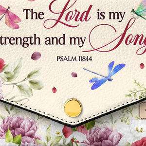 The Lord Is My Strength And My Song Psalm 118 14 Dragonfly Flower NNRZ30079041SI Envelope Chain Crossbody Bag