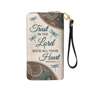 Trust In The Lord With All Your Heart Proverbs 3 5 DNRZ100723032 Zip Around Leather Wallet