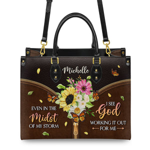 Even In The Midst Of My Storm Butterfly Flower DNRZ0202003A Leather Bag