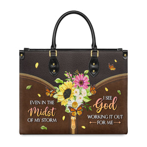 Even In The Midst Of My Storm Butterfly Flower DNRZ0202003A Leather Bag