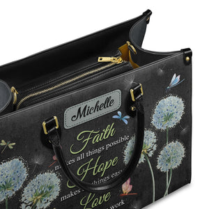 Faith Makes All Things Possible Dandelion Dragonfly NNRZ3101003A Leather Bag