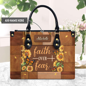 Faith Over Fear Butterfly Sunflower NNRZ1301002A Leather Bag