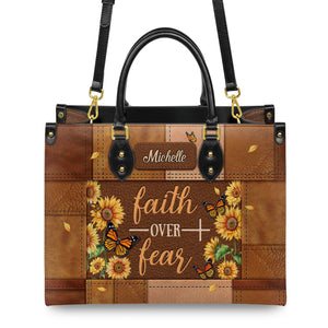 Faith Over Fear Butterfly Sunflower NNRZ1301002A Leather Bag