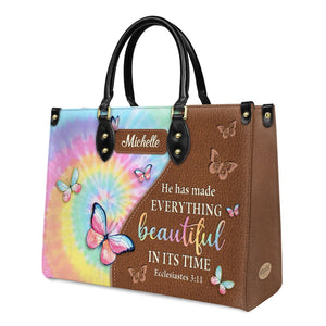 He Has Made Everything Beautiful In Its Time Ecclesiastes 3 11 Butterfly Tie Dye NNRZ0102002A Leather Bag