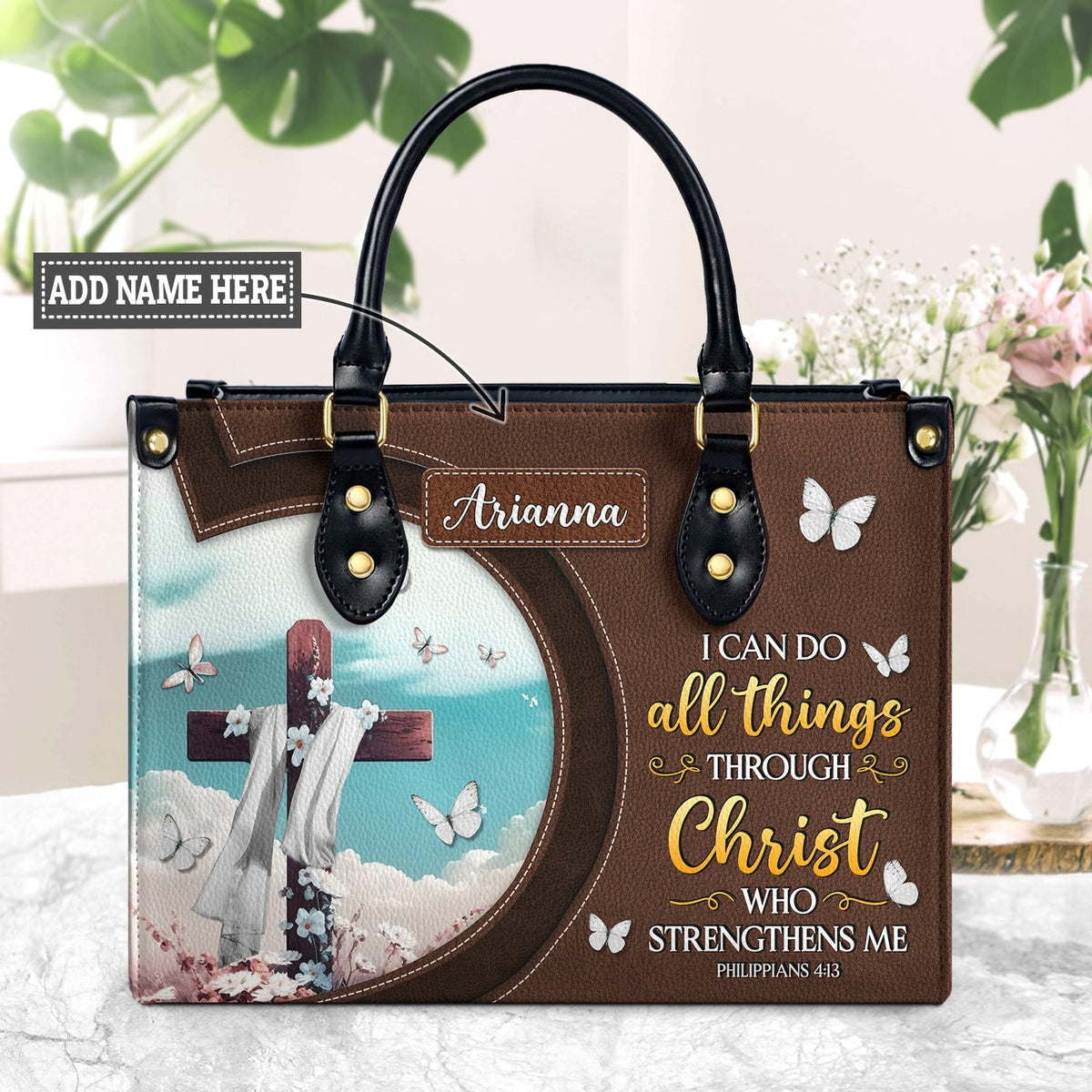 God Says I Am Scripture Christian Leather Bag - Personalized