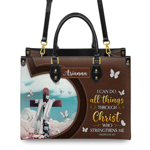 I Can Do All Things Through Christ Who Strengthens Me Philippians 4 13 Butterfly DNRZ3001003A Leather Bag