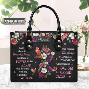 I Still Believe In Amazing Grace Flower Cardinal DNRZ1701002A Leather Bag