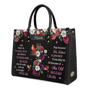 I Still Believe In Amazing Grace Flower Cardinal DNRZ1701002A Leather Bag