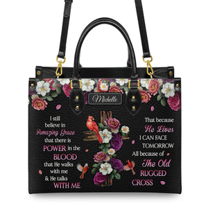 I Still Believe In Amazing Grace Flower Cardinal DNRZ1701002A Leather Bag