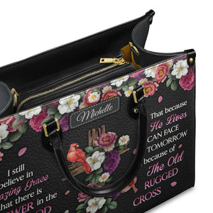 I Still Believe In Amazing Grace Flower Cardinal DNRZ1701002A Leather Bag