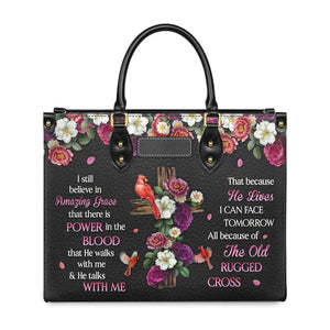 I Still Believe In Amazing Grace Flower Cardinal DNRZ1701002A Leather Bag