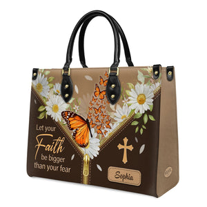 Let Your Faith Be Bigger Than Your Fear Butterfly Daisy NNRZ2202003A Leather Bag