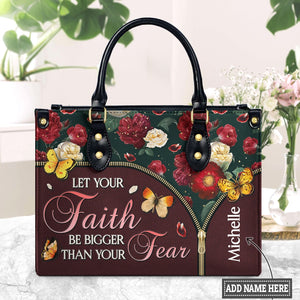 Let Your Faith Be Bigger Than Your Fear Butterfly Flower DNRZ2202002A Leather Bag