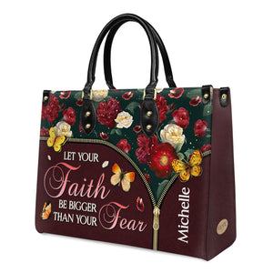 Let Your Faith Be Bigger Than Your Fear Butterfly Flower DNRZ2202002A Leather Bag