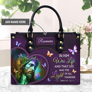 The Light Of All Mankind John 1 4 Jesus Butterfly NNRZ0302004A Leather Bag