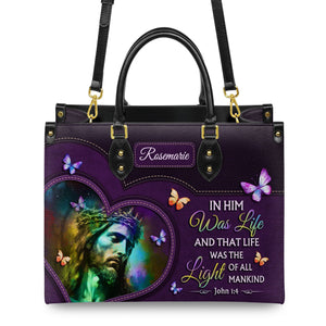 The Light Of All Mankind John 1 4 Jesus Butterfly NNRZ0302004A Leather Bag