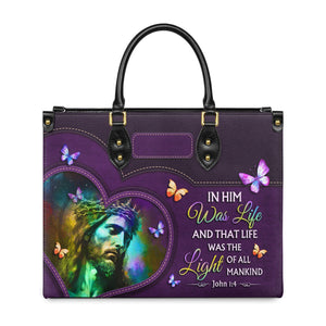 The Light Of All Mankind John 1 4 Jesus Butterfly NNRZ0302004A Leather Bag