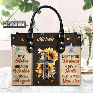 Way Maker Miracle Worker Sunflower Dragonfly DNRZ2202005A Leather Bag