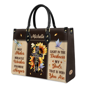 Way Maker Miracle Worker Sunflower Dragonfly DNRZ2202005A Leather Bag