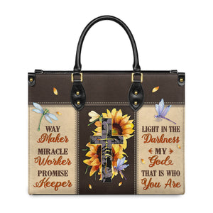 Way Maker Miracle Worker Sunflower Dragonfly DNRZ2202005A Leather Bag