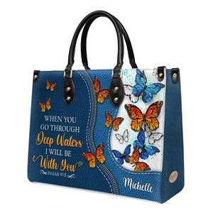 When You Go Through Deep Waters Isaiah 43 2 Butterfly DNRZ0102003A Leather Bag