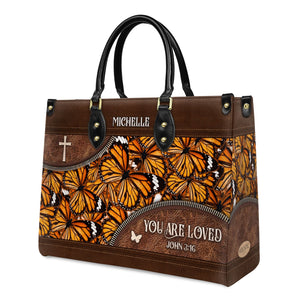 You Are Loved John 3 16 Butterfly Pattern DNRZ3101003A Leather Bag