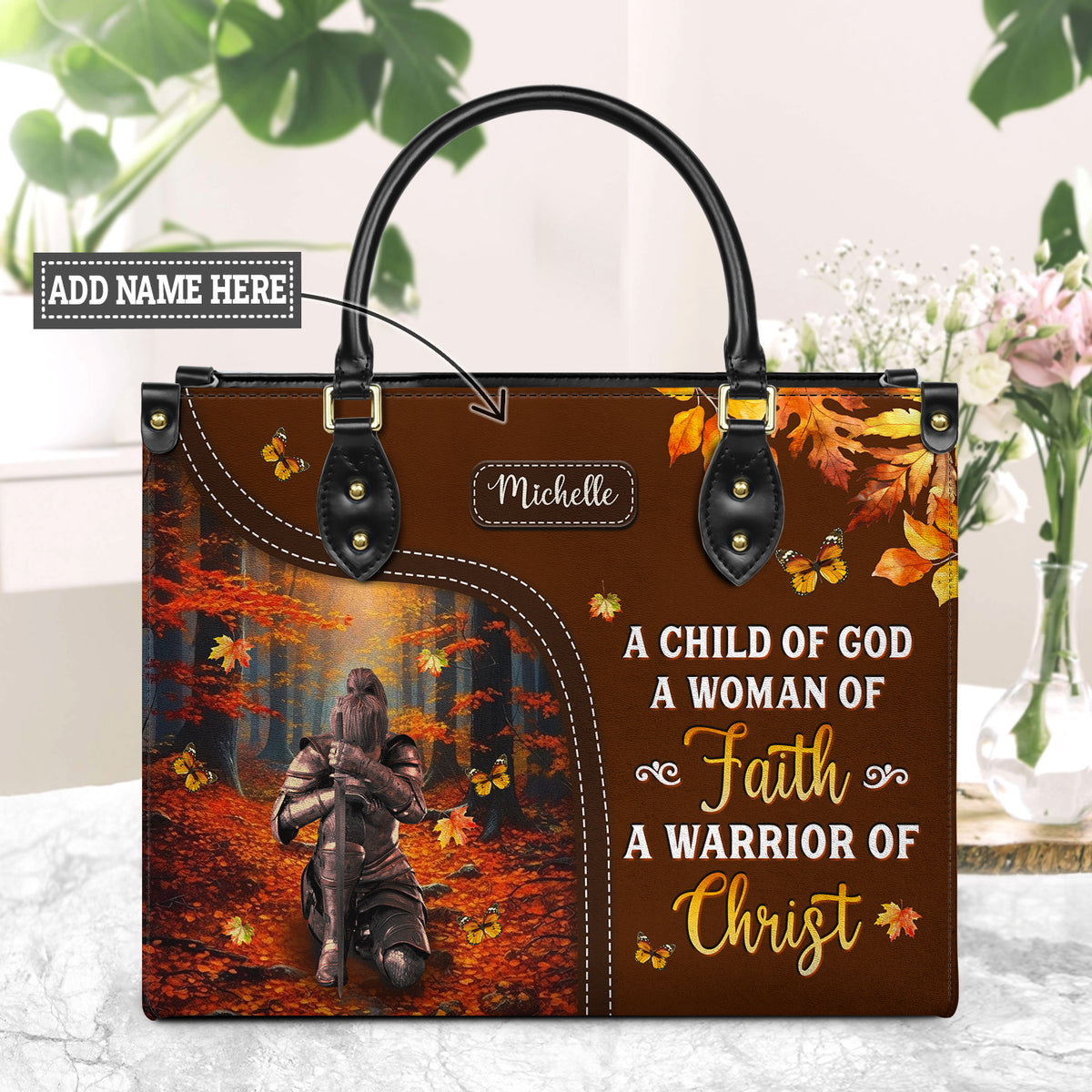 Jesuspirit | Personalized Leather Handbag With Handle | Beautiful Gift