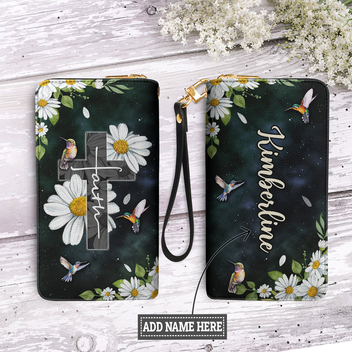 Faith Daisy Hummingbird NNRZ110723947 Zip Around Leather Wallet