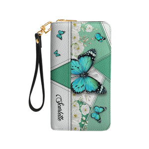 Walk By Faith Not By Sight Flower Butterfly NNRZ110723140 Zip Around Leather Wallet
